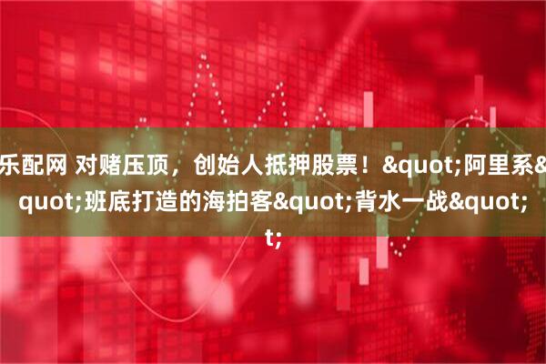 乐配网 对赌压顶，创始人抵押股票！"阿里系"班底打造的海拍客"背水一战"