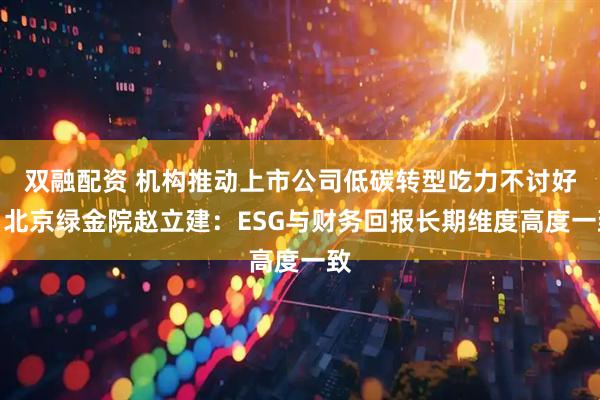 双融配资 机构推动上市公司低碳转型吃力不讨好？北京绿金院赵立建：ESG与财务回报长期维度高度一致
